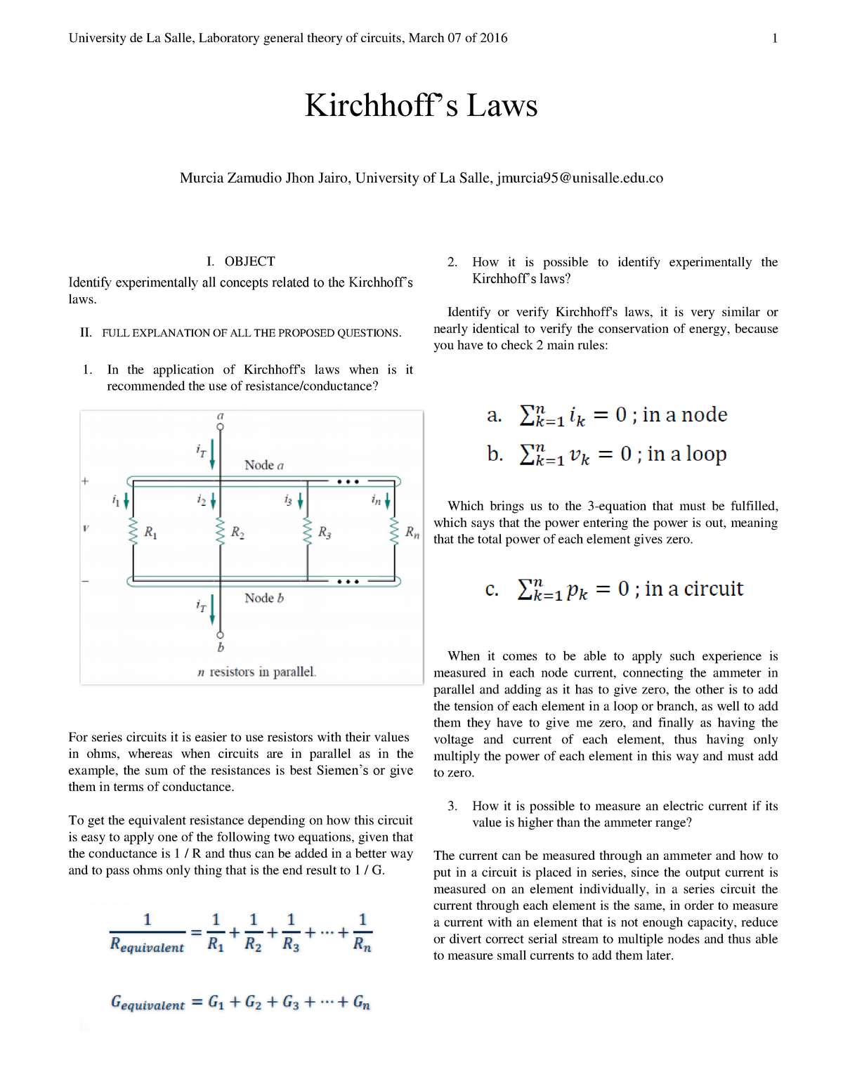 Kirchoof S Laws Excercices And Mounting About Kirchoof S Laws University De Studocu
