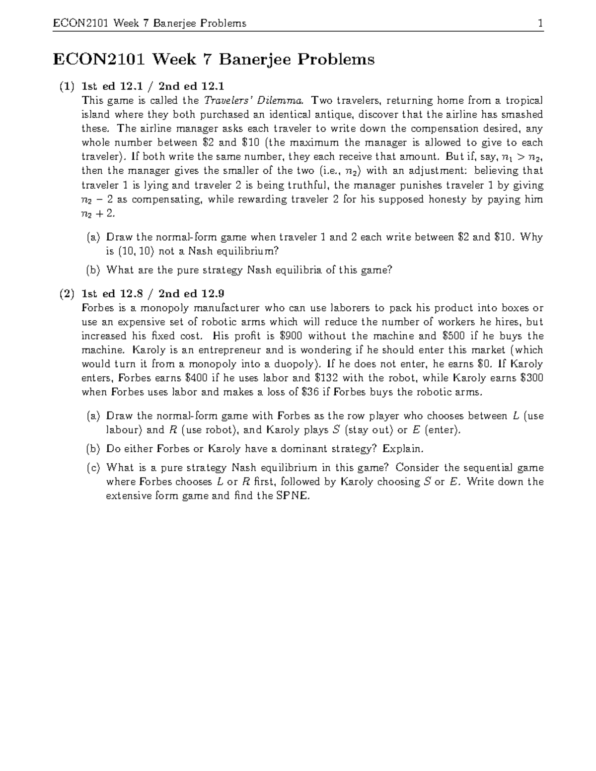 ECON2101 Week 7 Problems - ECON2101 - UNSW Sydney - Studocu