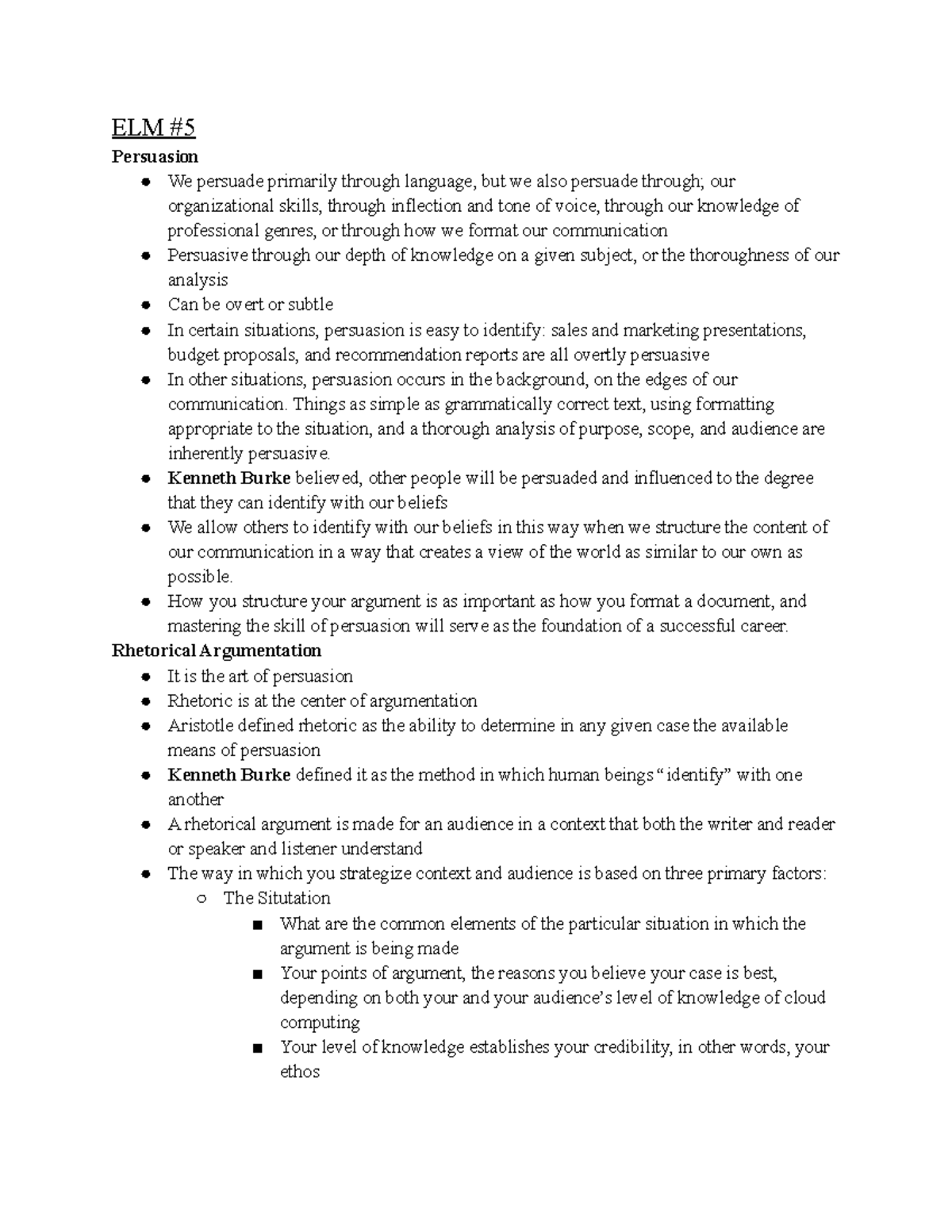 ELM #5 Notes from Ametros Learning Modules - ELM Persuasion We persuade ...