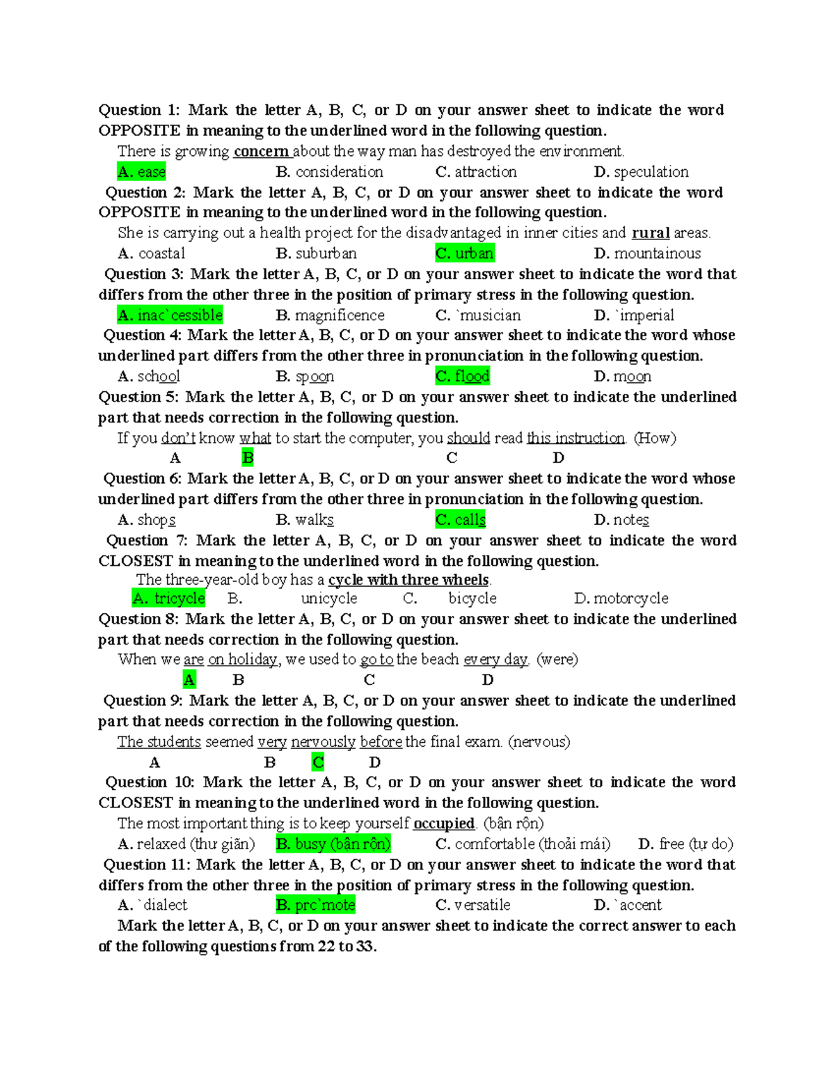 Đề 6 - .... - Question 1: Mark The Letter A, B, C, Or D On Your Answer ...