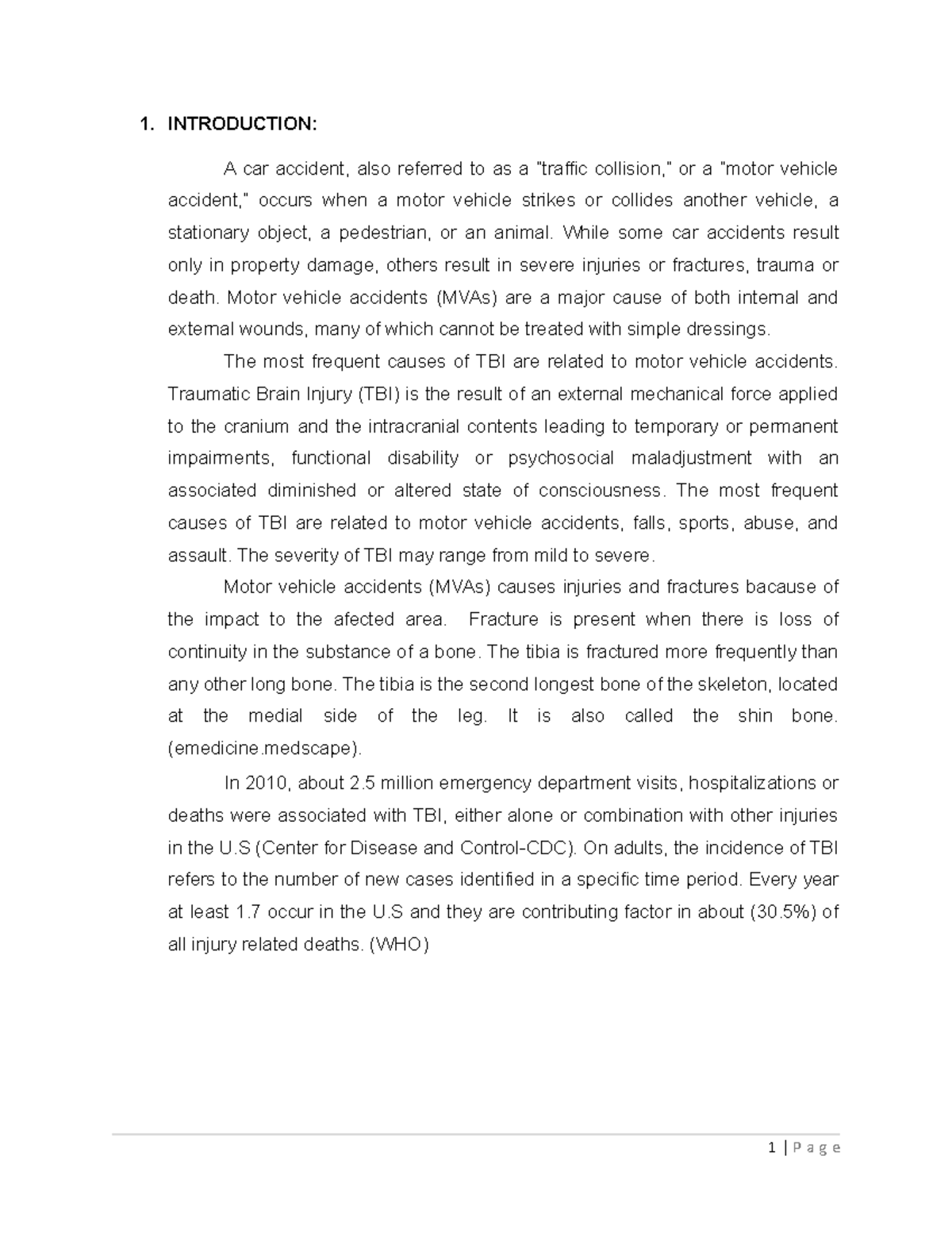 SAY Copy - Review - 1. INTRODUCTION: A car accident, also referred to ...