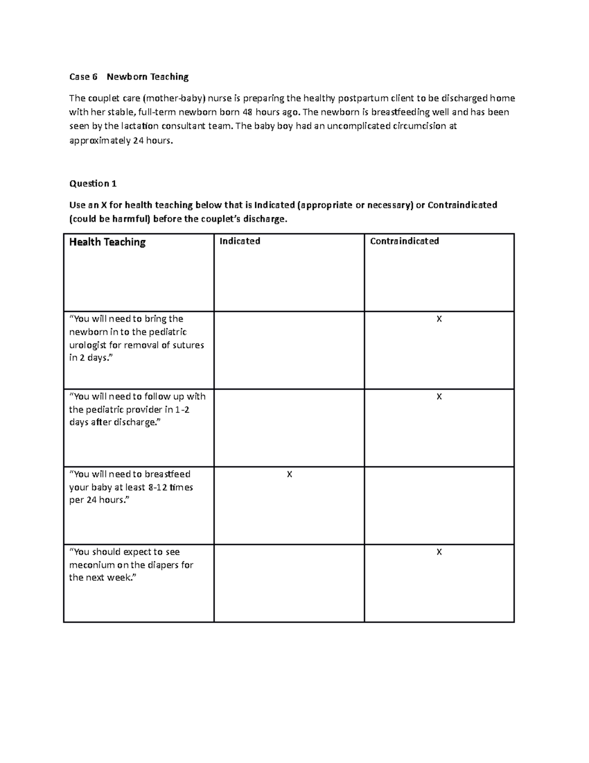 Newborn Teaching Case Study 1 Case 6 Newborn Teaching The couplet