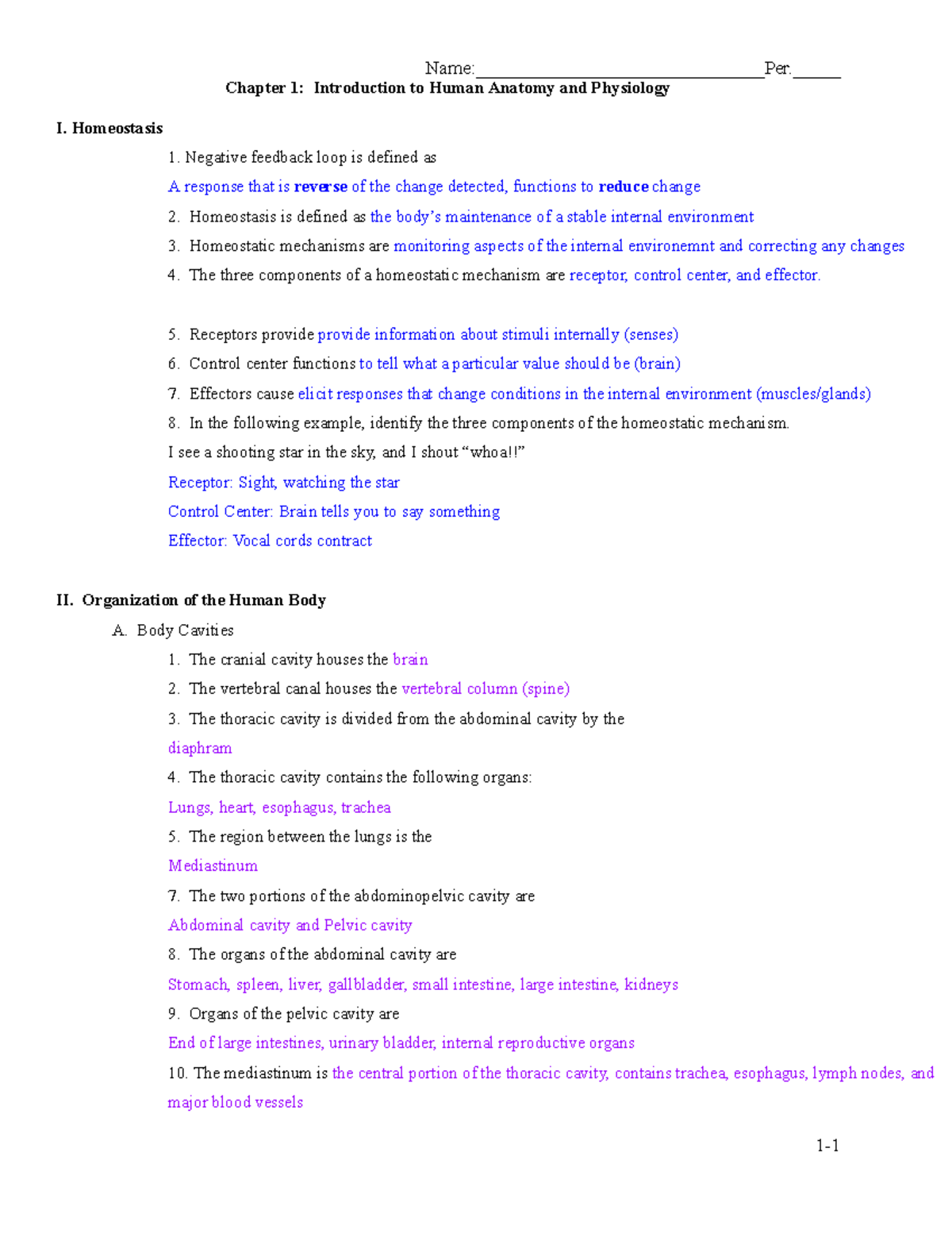 Chapter 1 Anatomy Intro Study Guide - Chapter 1: Introduction To Human ...