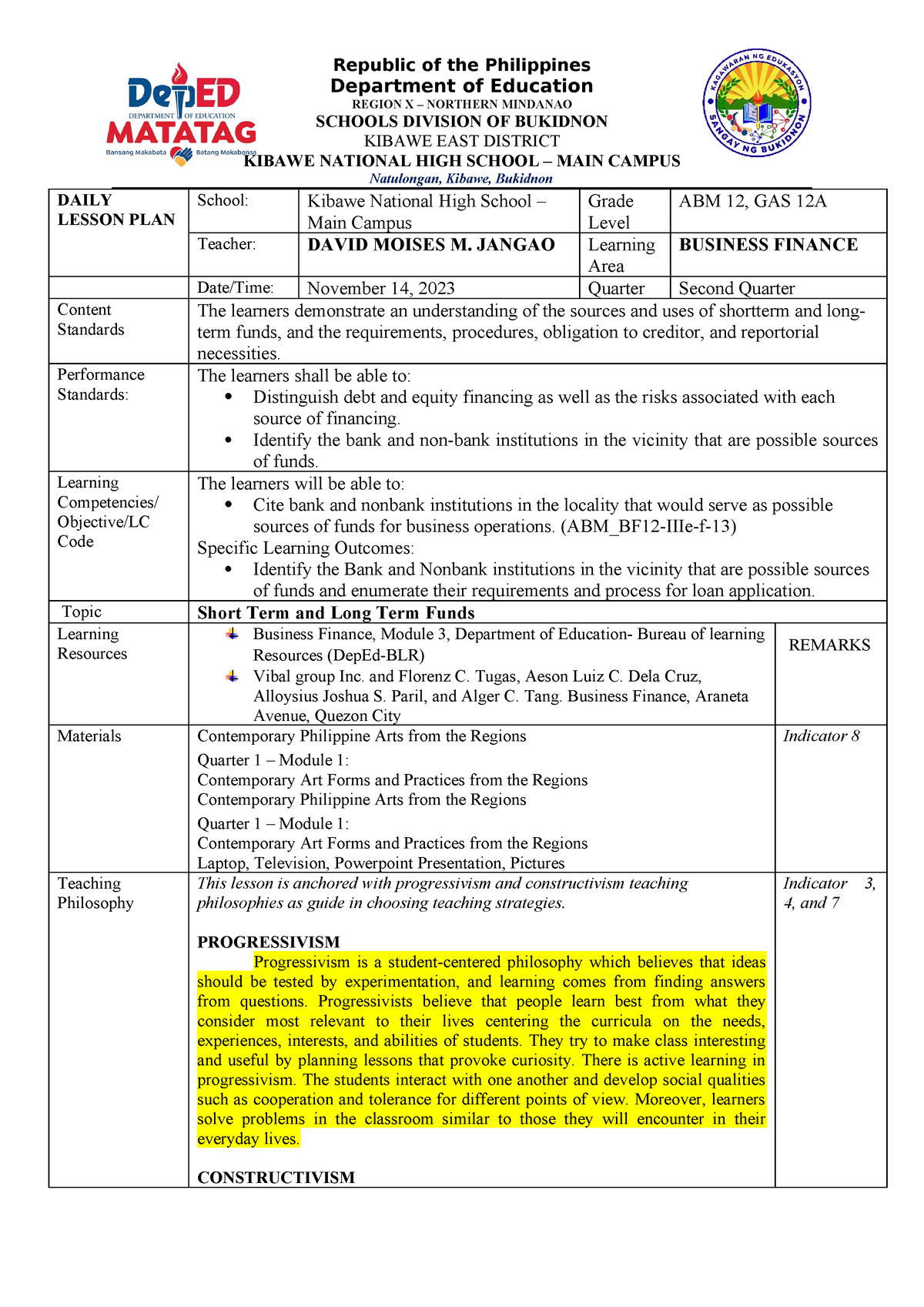 Source of Funds - Department of Education REGION X – NORTHERN MINDANAO ...