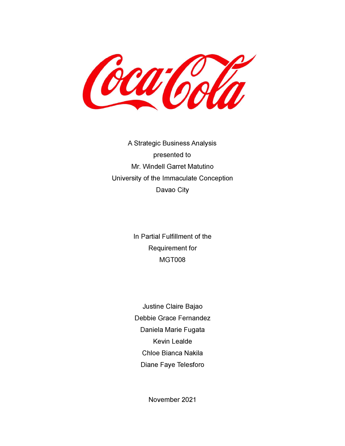 Strategic Business Analysis OF COCA COLA 1 Merged Compressed Converted ...