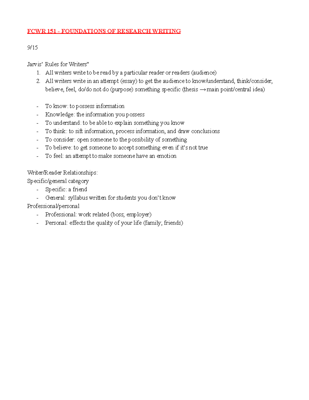 FCWR 151 Research Writing - FCWR 151 - FOUNDATIONS OF RESEARCH WRITING ...
