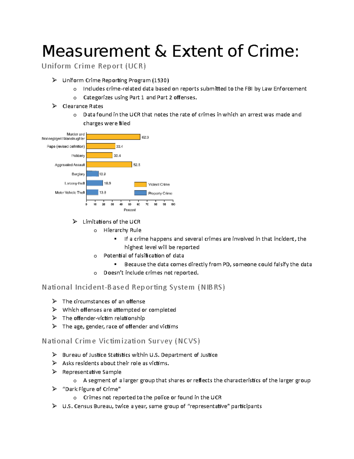 Module 4 Notes Measurement & Extent of Crime Uniform Crime Report