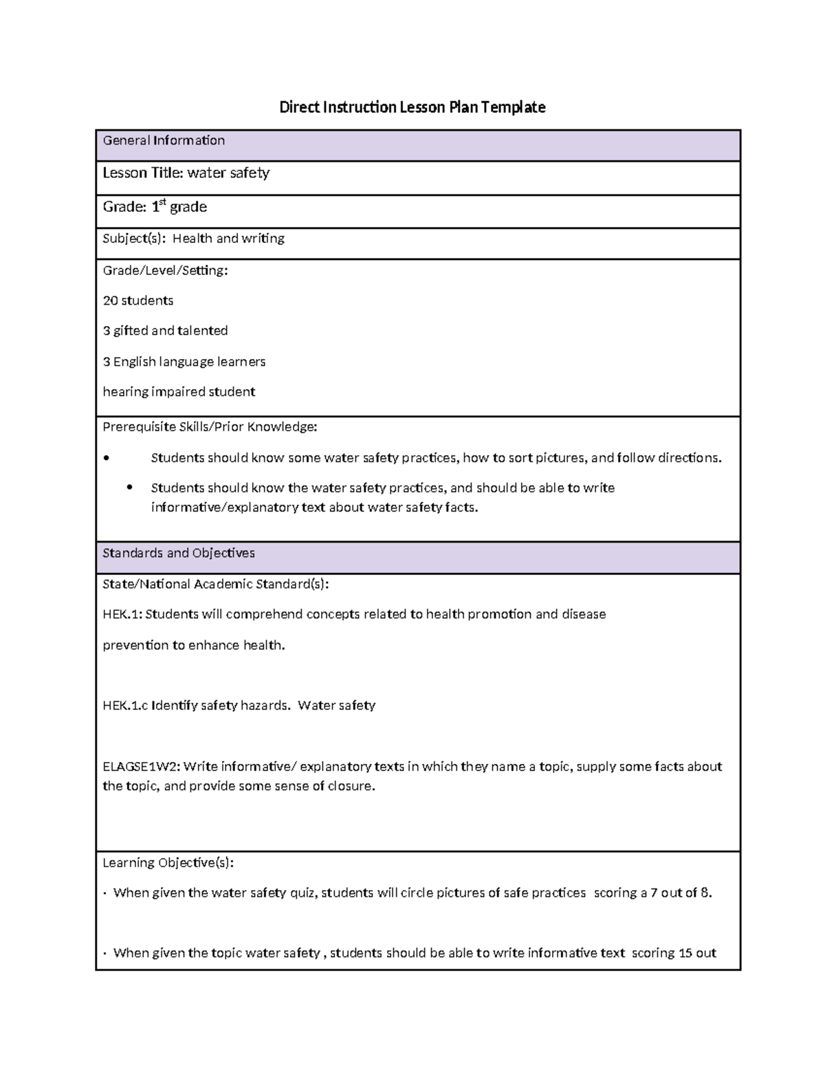 C732 - task to help - Direct Instruction Lesson Plan Template General ...