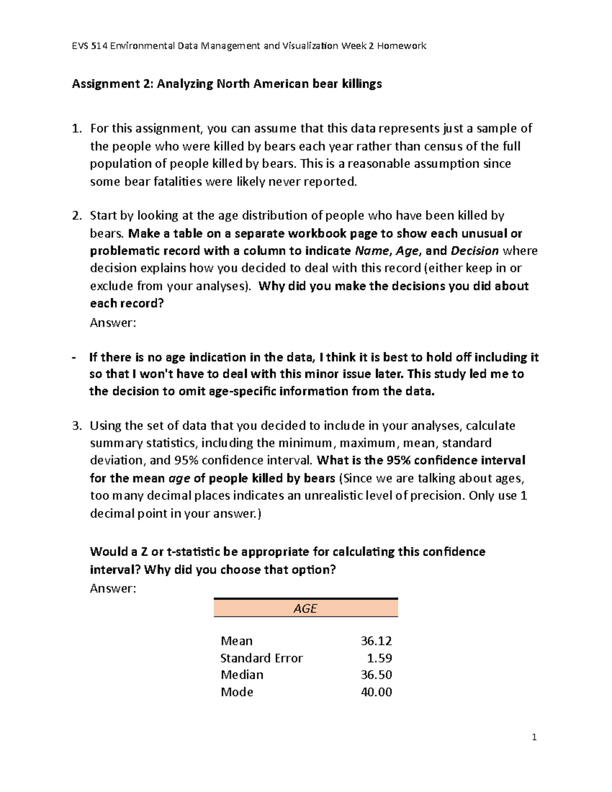 2-Analyzing Bear Killings - Assignment 2: Analyzing North American Bear ...