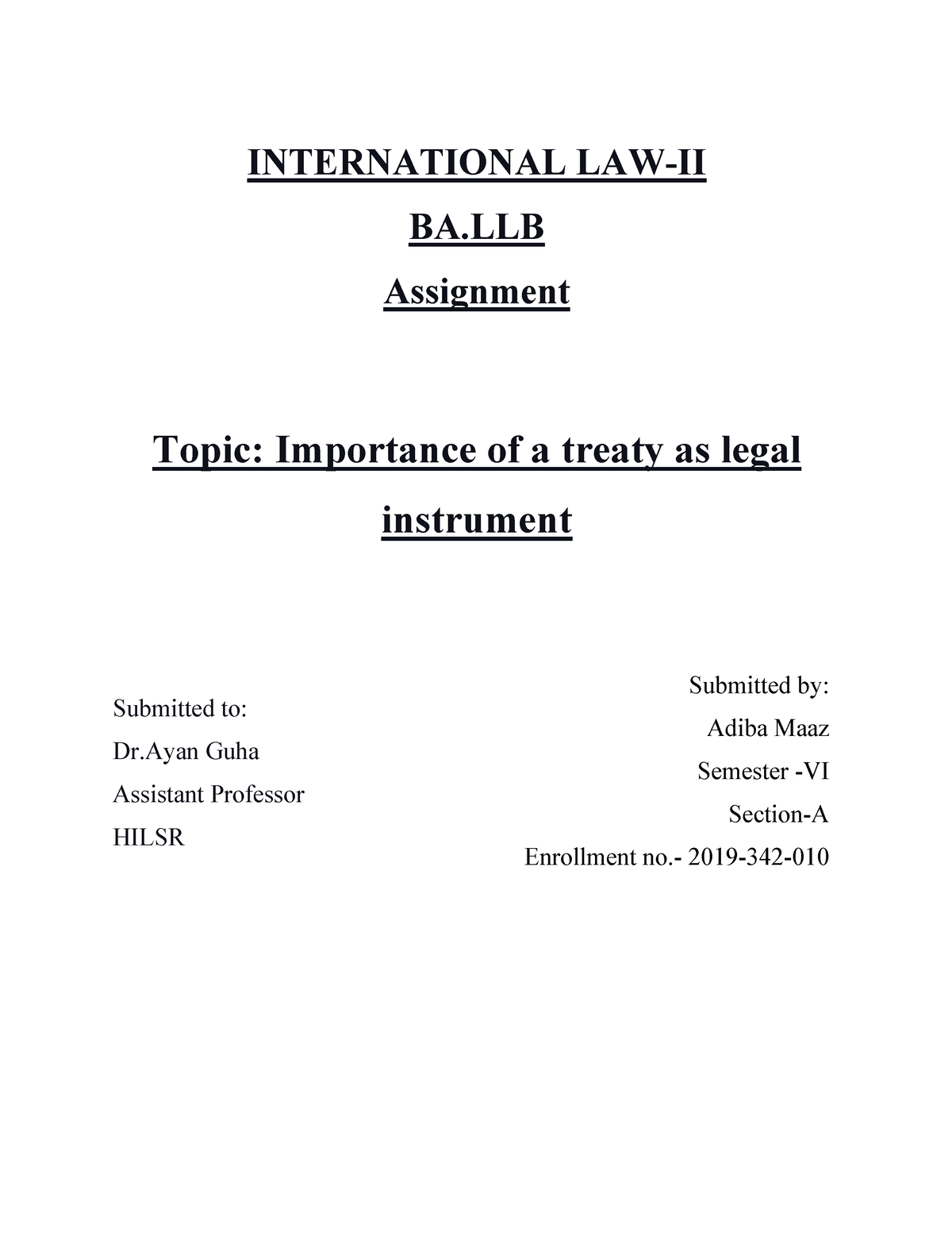 assignment on international law