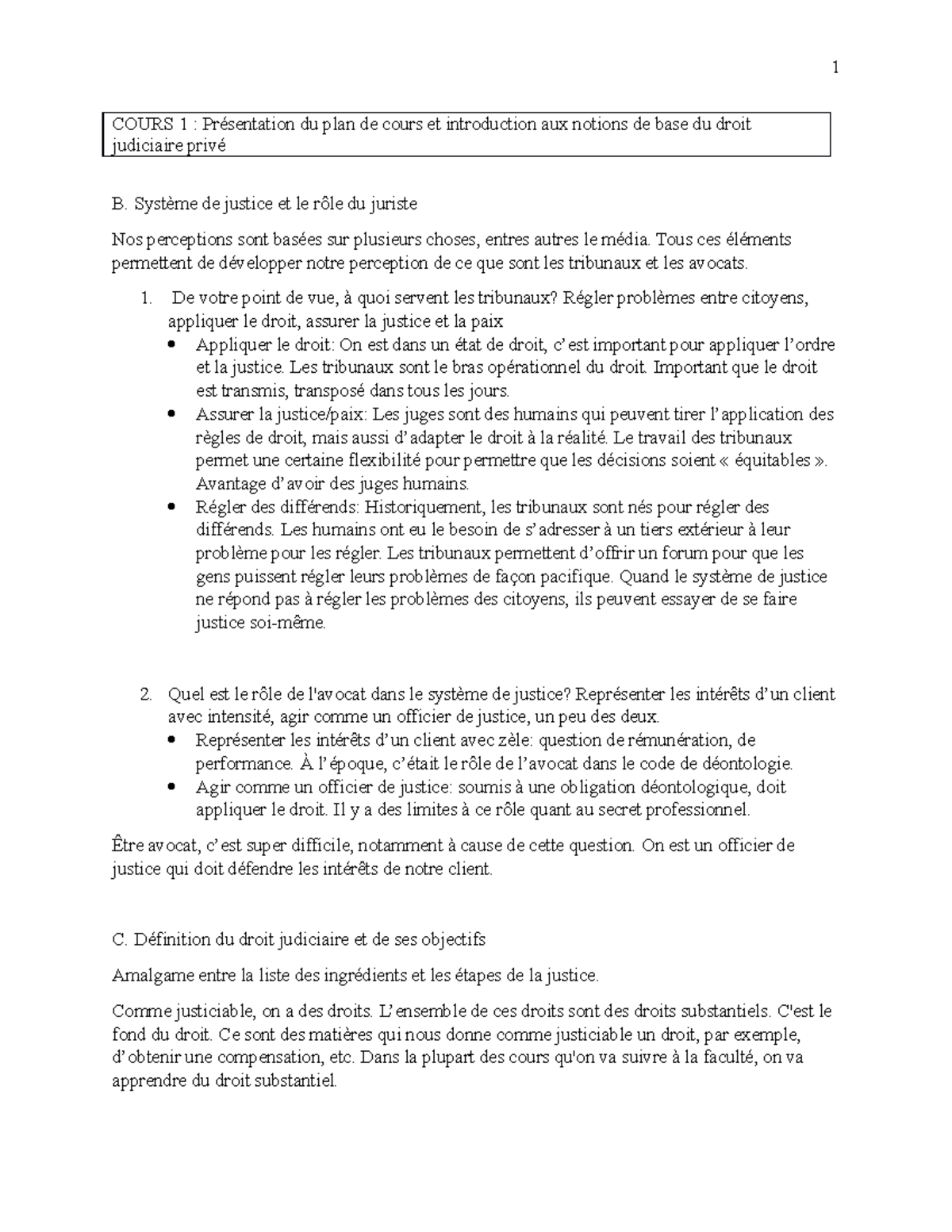Notes - COURS 1 : Présentation du plan de cours et introduction aux ...