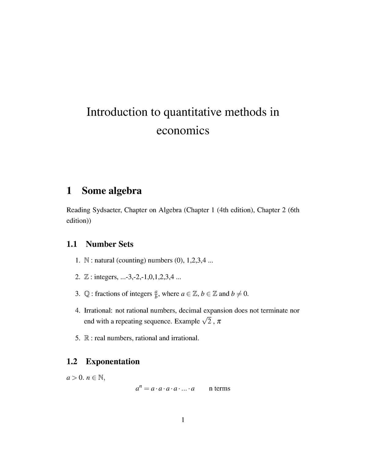 Material Calculus Part1 VT2023 - Introduction To Quantitative Methods ...