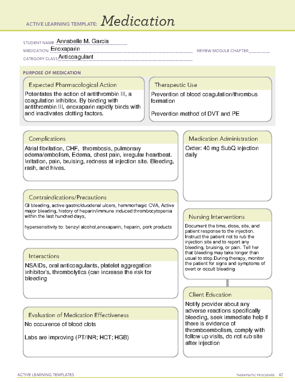 Enoxaparin Med Template - ACTIVE LEARNING TEMPLATES TherapeuTic ...