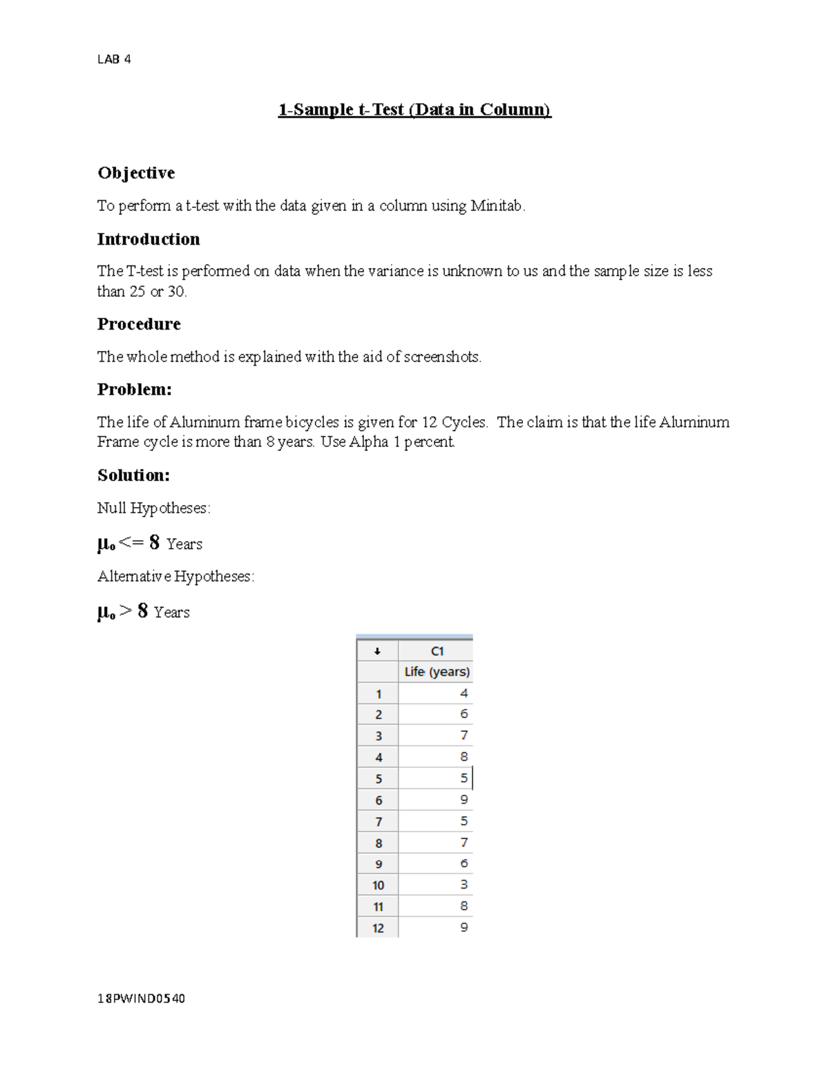 (18 Pwind 0540) LAB - Lab reports of design of experiments - LAB 4 1 ...