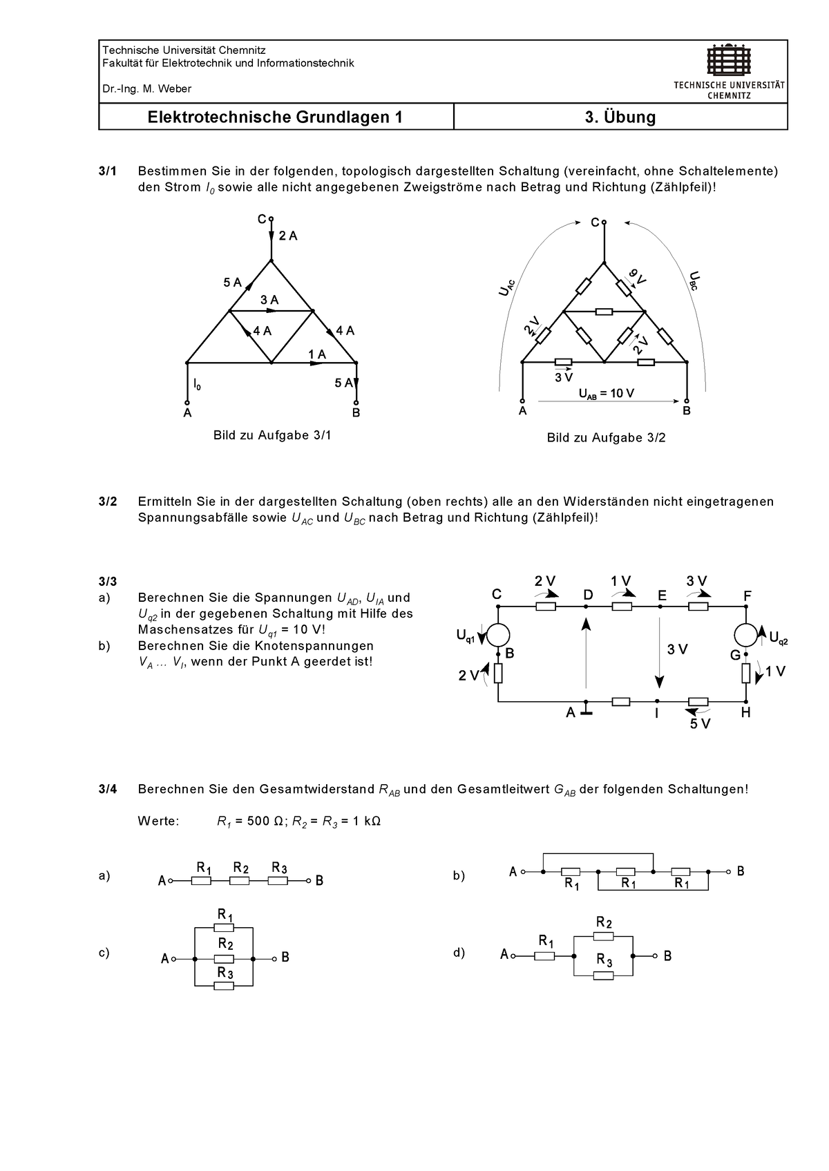 Aufgaben ETG1 03 - Elektrotechnische Grundlagen 1 - TU Chemnitz - Studocu