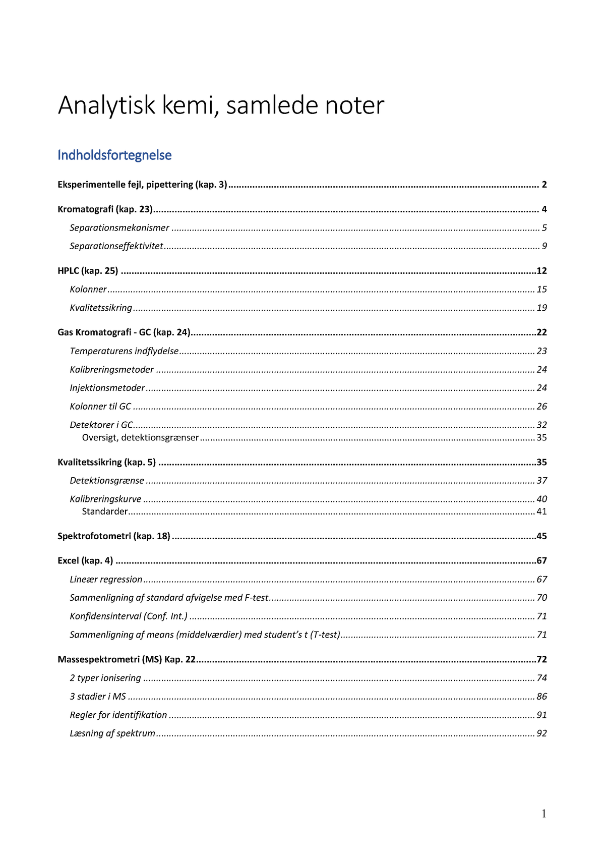 Analytisk Kemi Samlede Noter - Analytisk Kemi, Samlede Noter ...