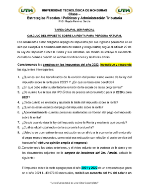 Tarea Estrategia Fiscales - Portada Universidad Tecnológica De Honduras ...