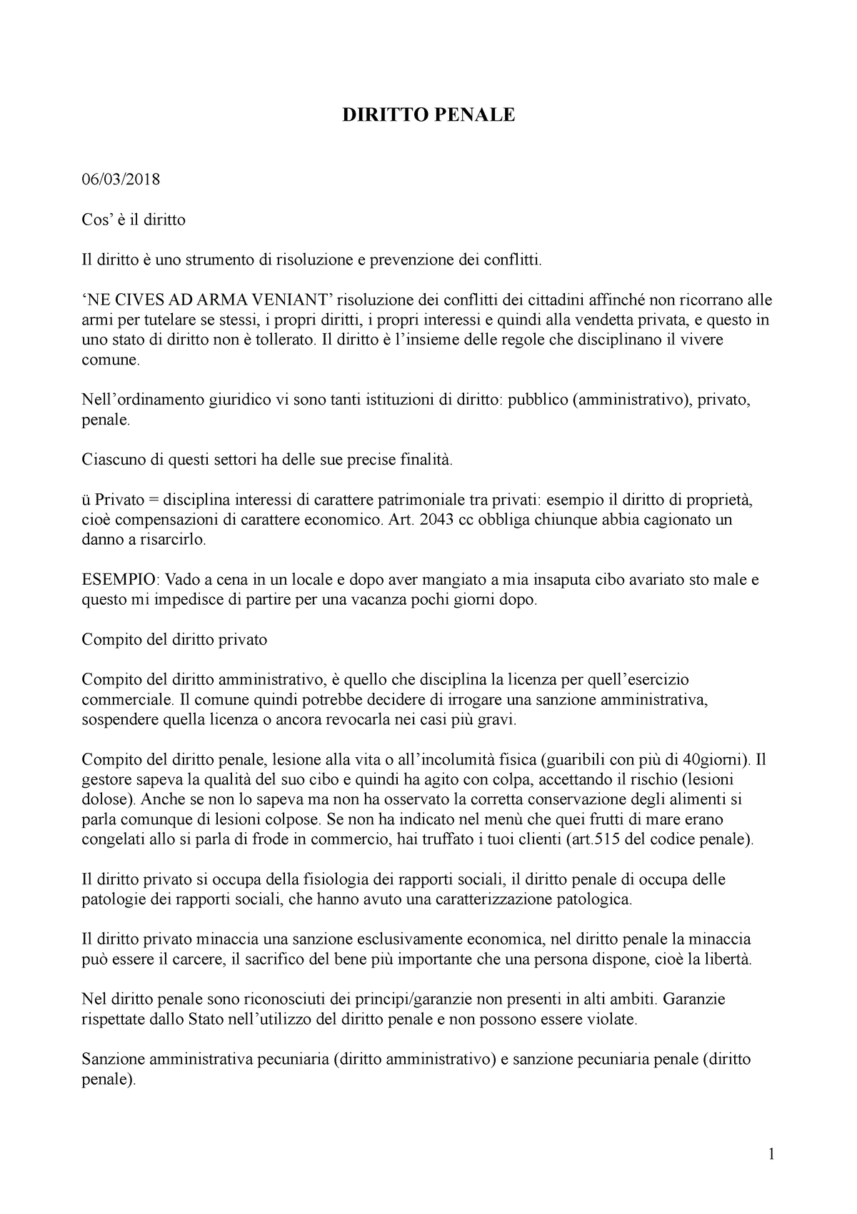 Diritto Penale Appunti Presi A Lezione Diritto Penale 06 03 Cos è