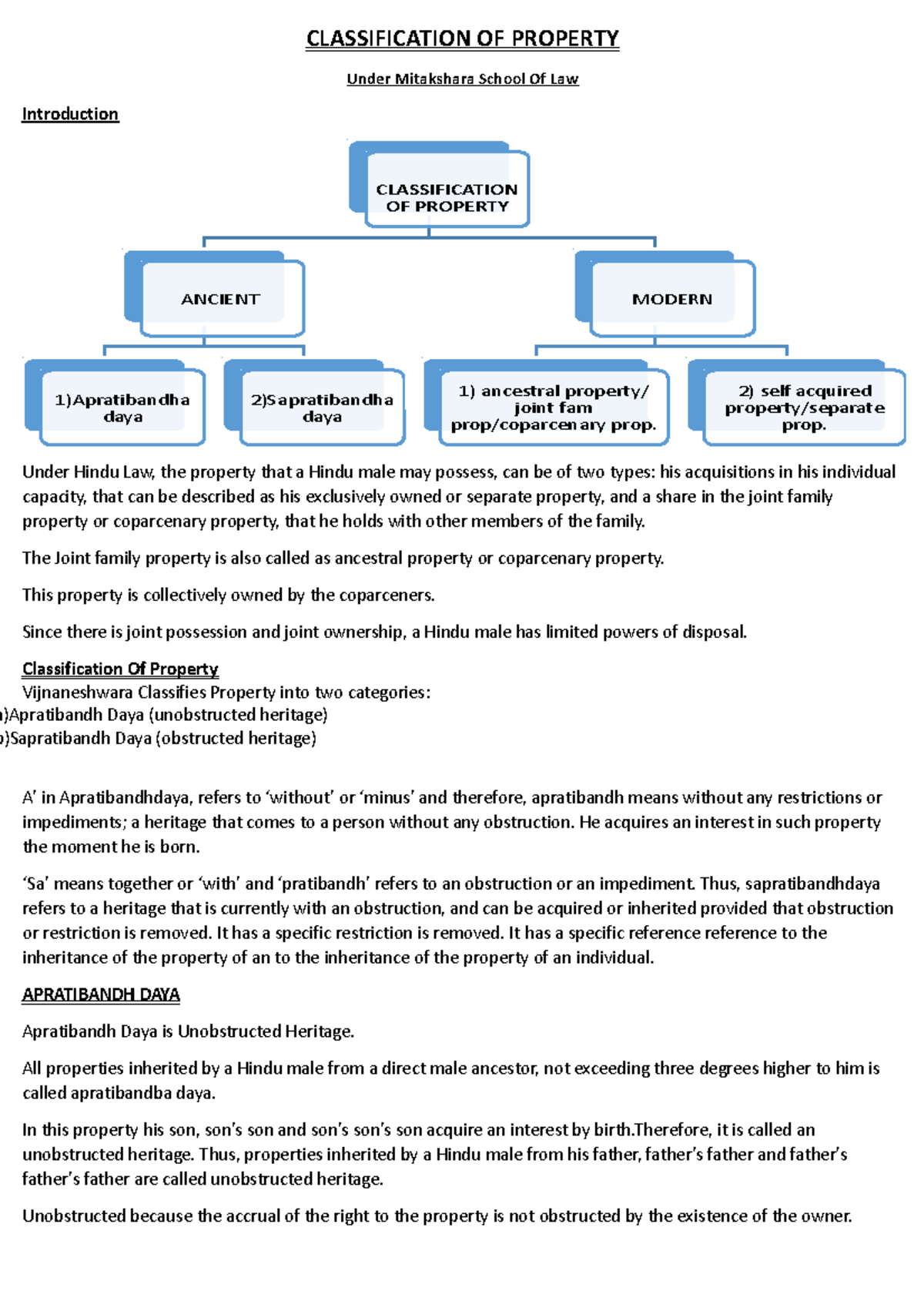 Classification OF Property - CLASSIFICATION OF PROPERTY Under ...