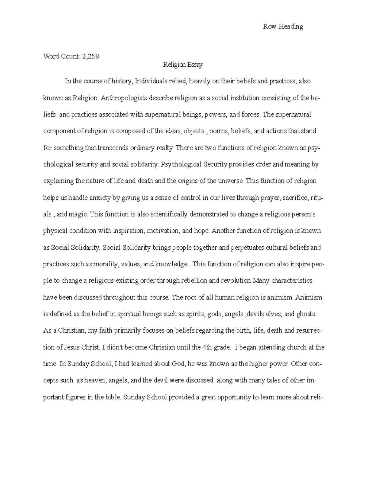 discursive essay on religion