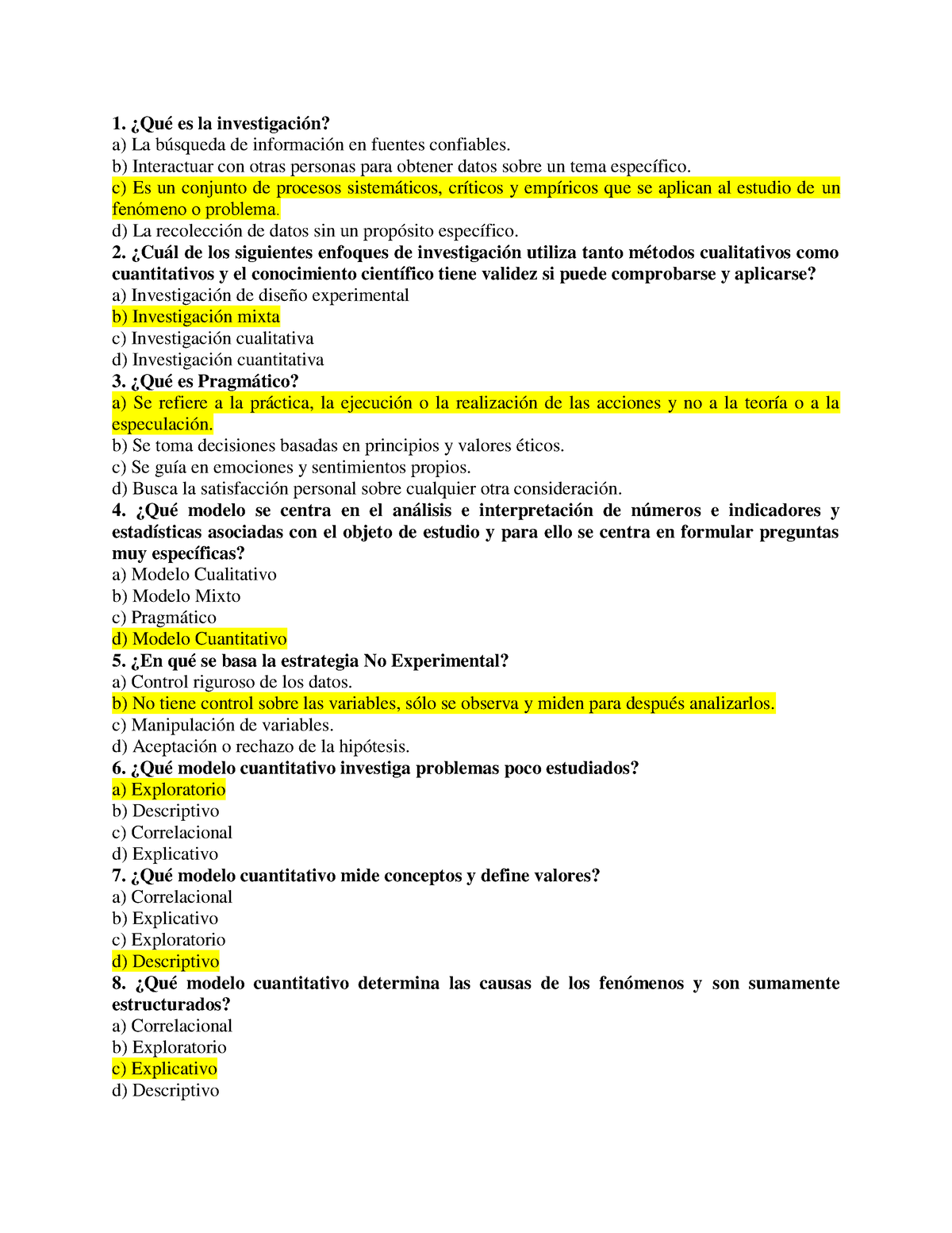 Banco De Preguntas - ¿Qué Es La Investigación? A) La Búsqueda De ...