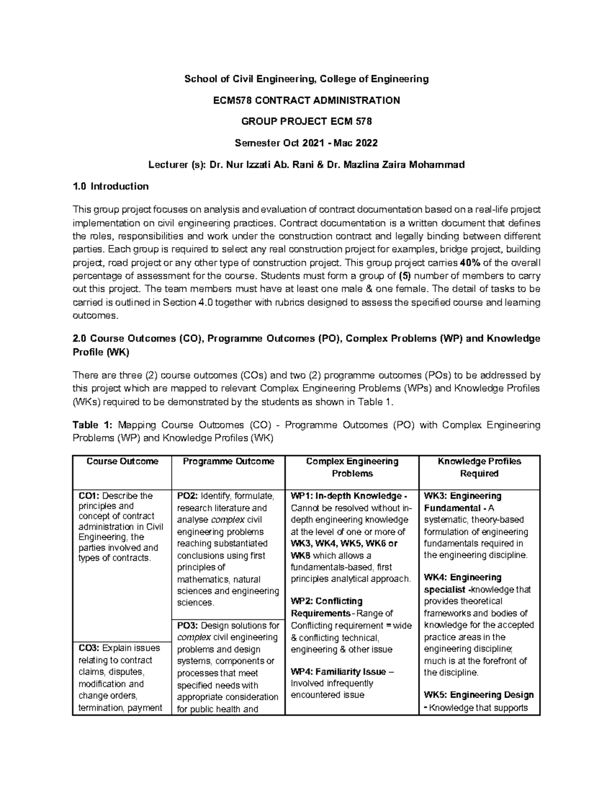 Group Project ECM578 - Guideline for assignment - School of Civil ...