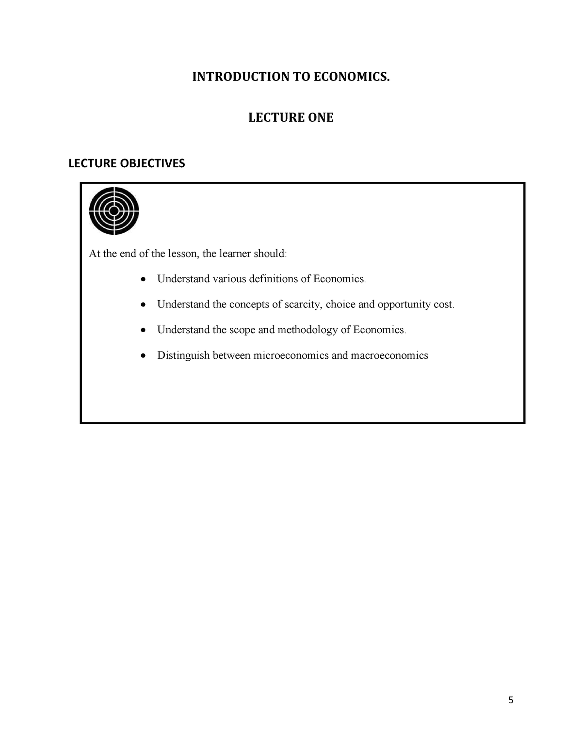 Lesson ONE - Introduction To Microeconomics Theory - INTRODUCTION TO ...