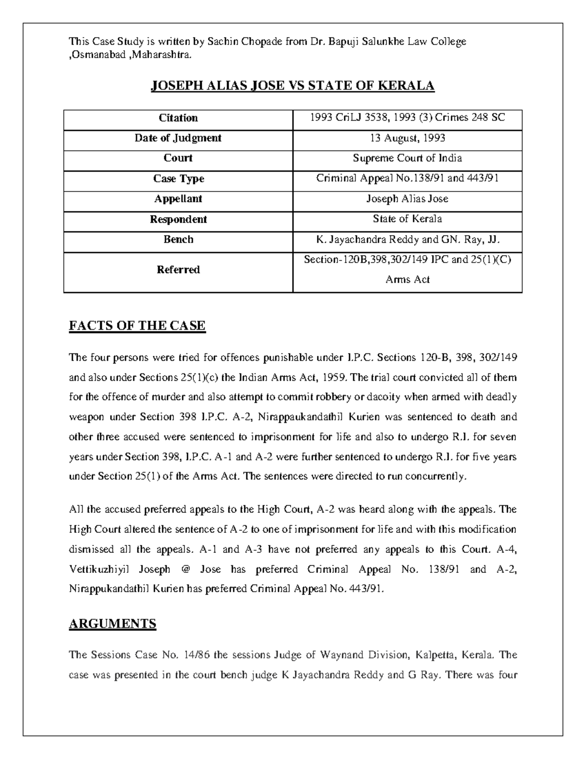 Joseph Alias JOSE VS State OF Kerala ON 13 August 1993 - This Case ...