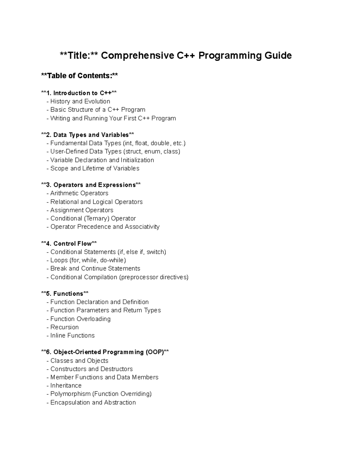 C++ Study Materials - Roadmap to c plus plus - Title: Comprehensive C++ ...