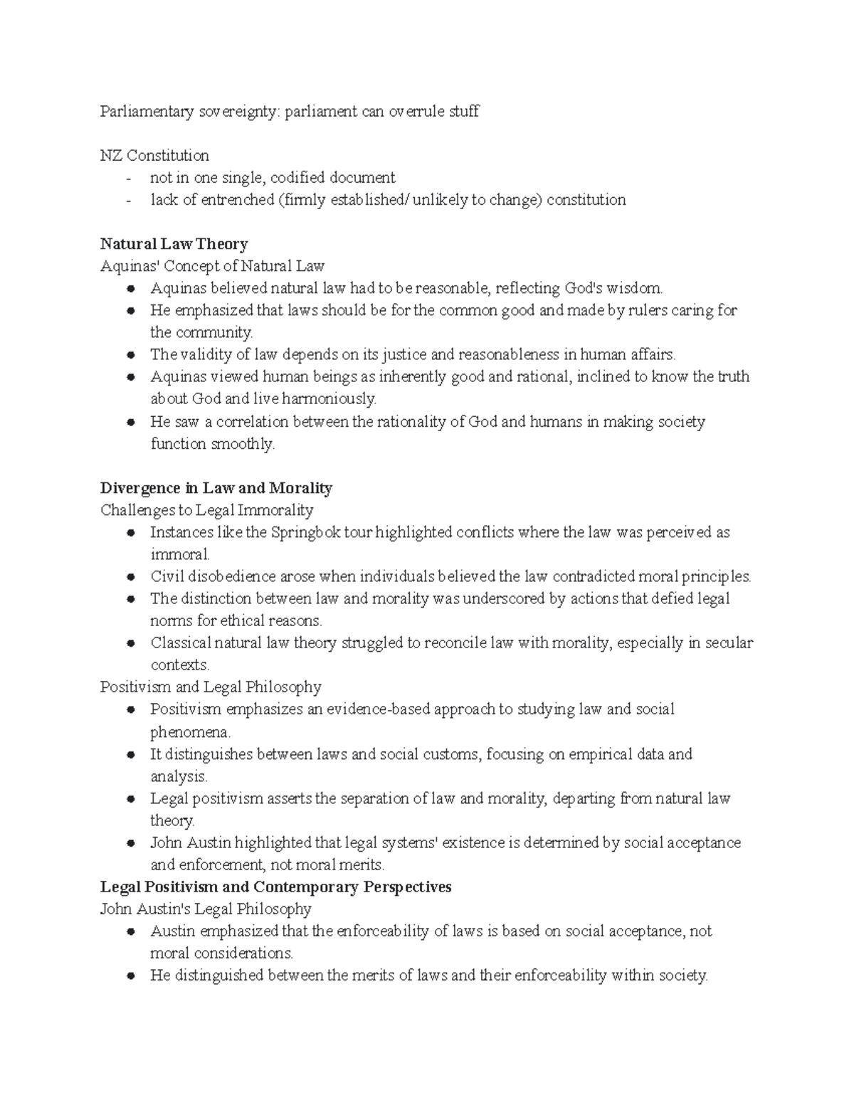 Notes LAW EXAM - Parliamentary sovereignty: parliament can overrule ...