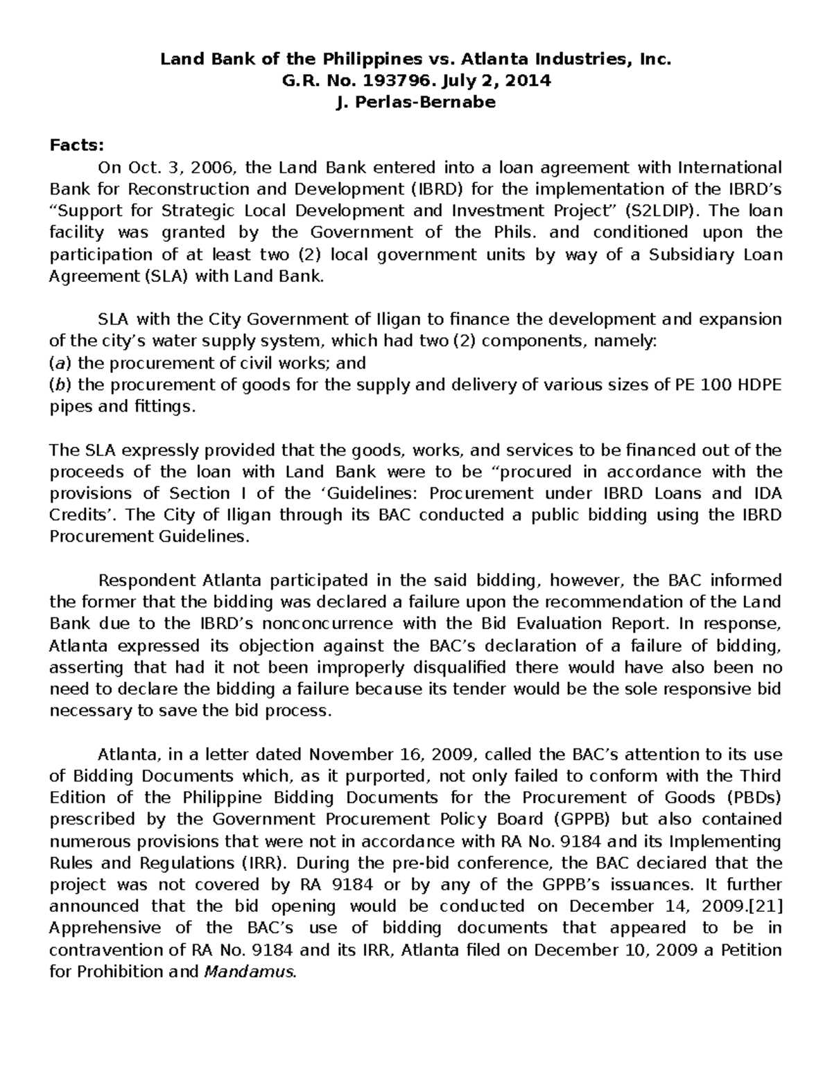 Land Bank of the Philippines vs Atlanta DG Land Bank of the Philippines vs. Atlanta Industries