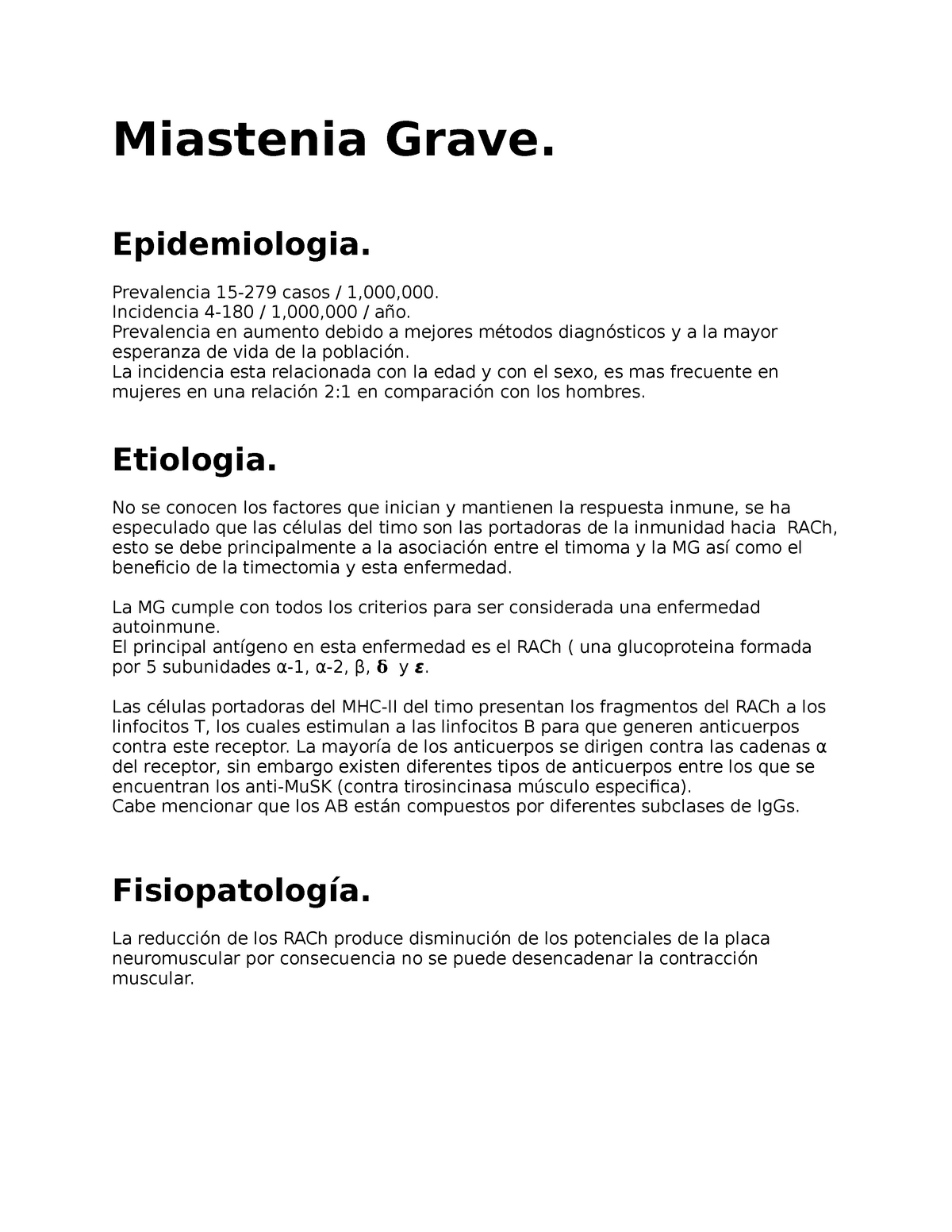 Miastenia Gravis Resumen Neurología Miastenia Grave Epidemiologia Prevalencia Casos 0509