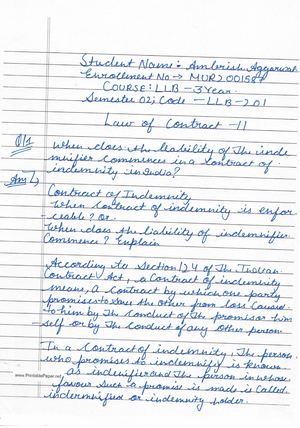 Llb-101 Contract-I - Assignments - MEWAR UNIVERSITY 1- LLB: 1ST YEAR ...