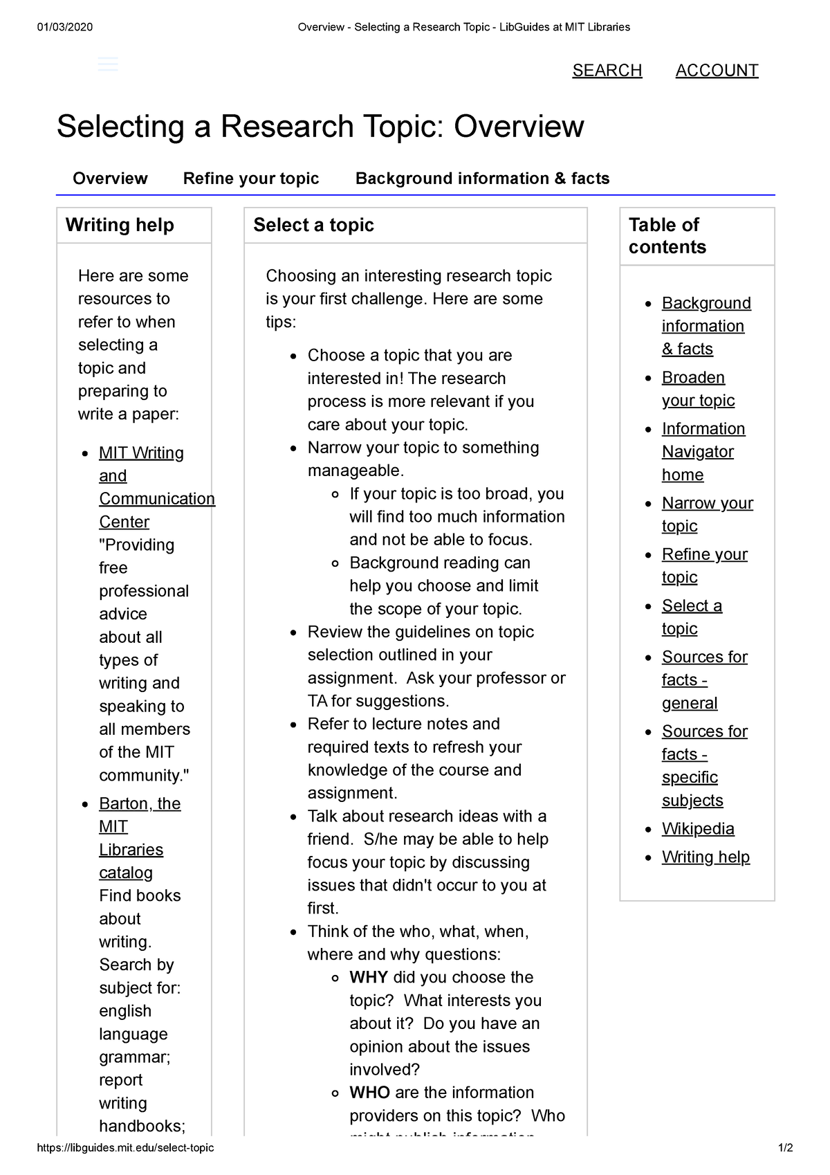 research topic overview