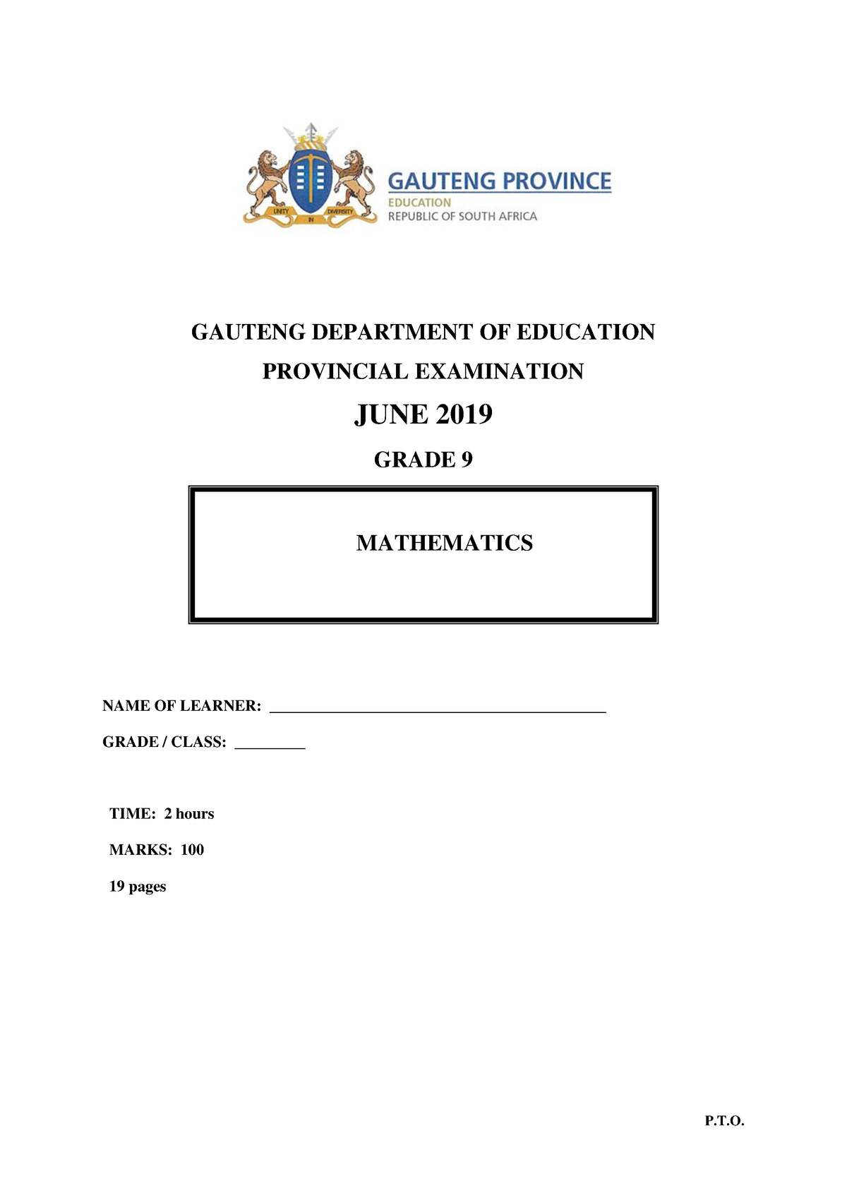 grade 9 maths exam papers gauteng department of education