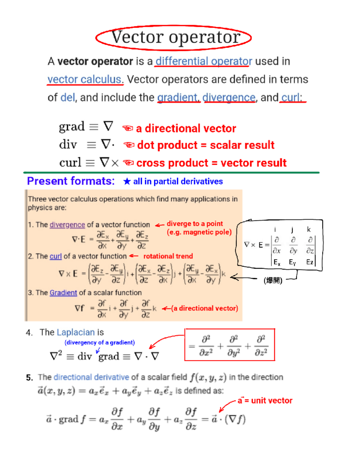 01B1 Vector Calculus Operators 1 - MAST20009 - Studocu