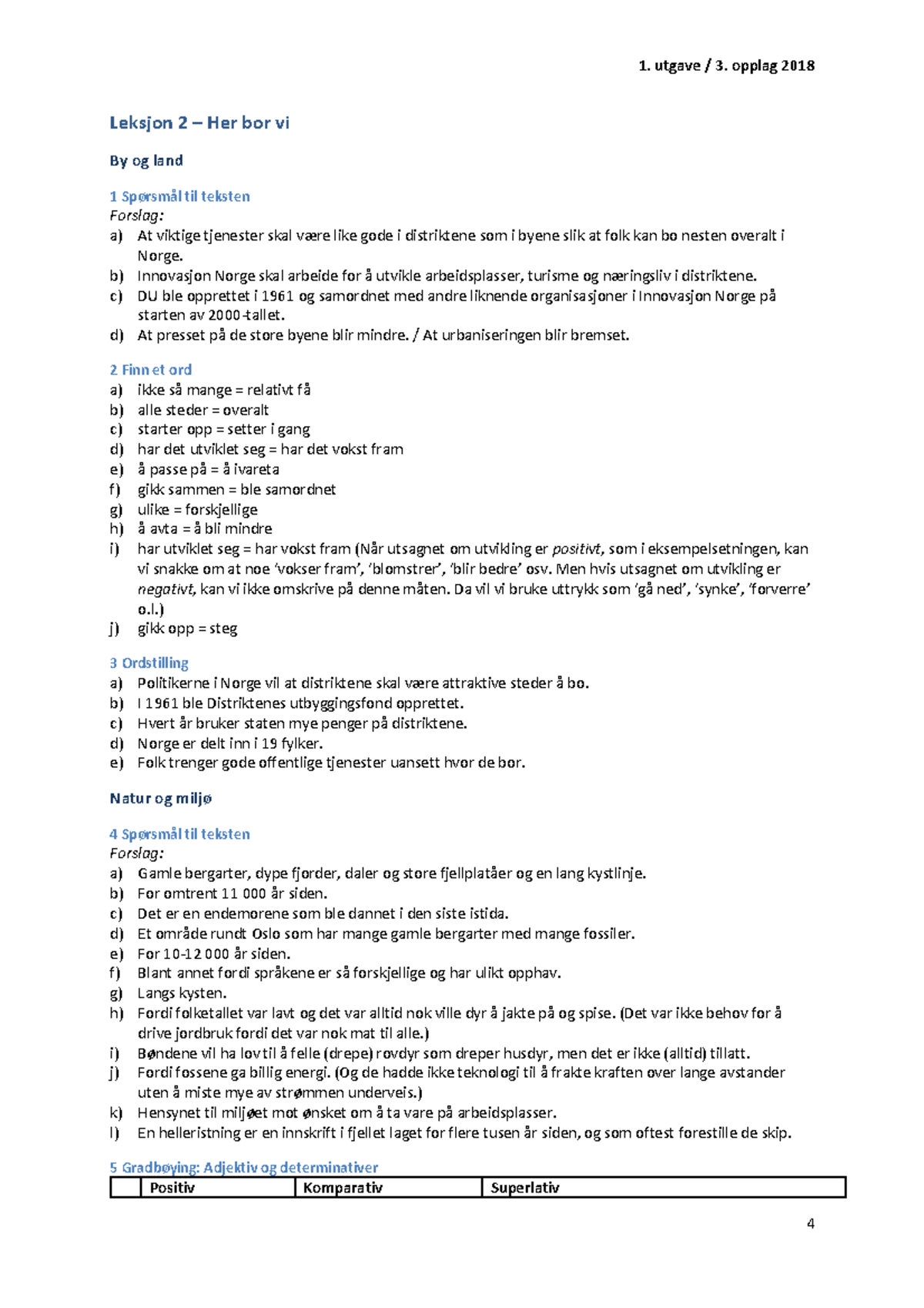 3. Opplag Kapittel 2 - Answers Klart Det - Leksjon 2 – Her Bor Vi By Og ...