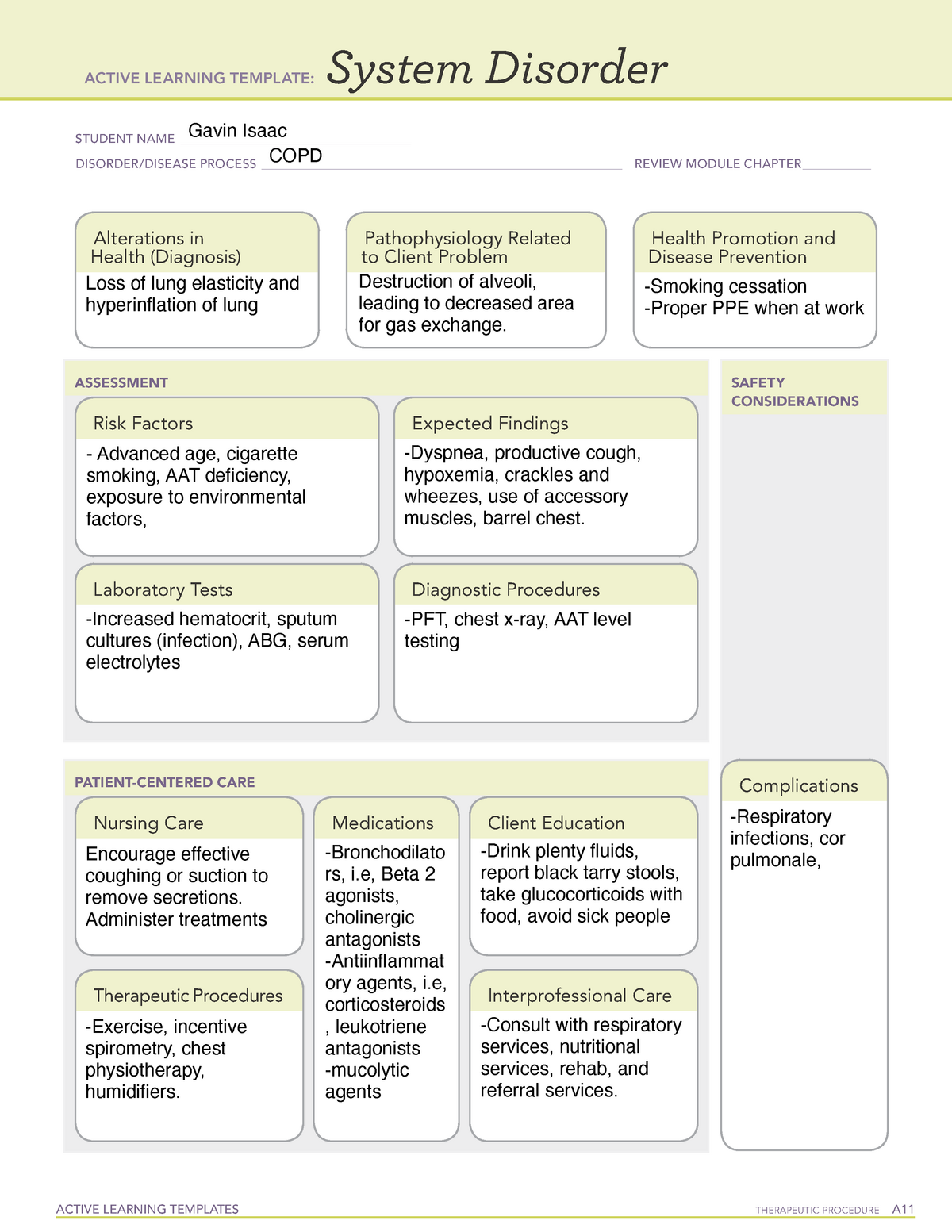 Disorder COPD Active Learning Template ACTIVE LEARNING TEMPLATES