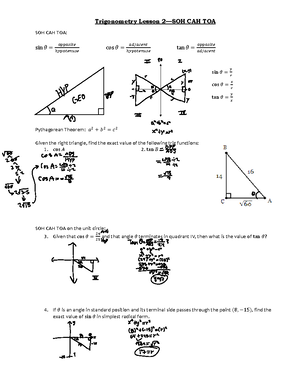 Trigonometry Notes Lesson 2 - Trigonometry Lesson 2 —SOH CAH TOA SOH ...