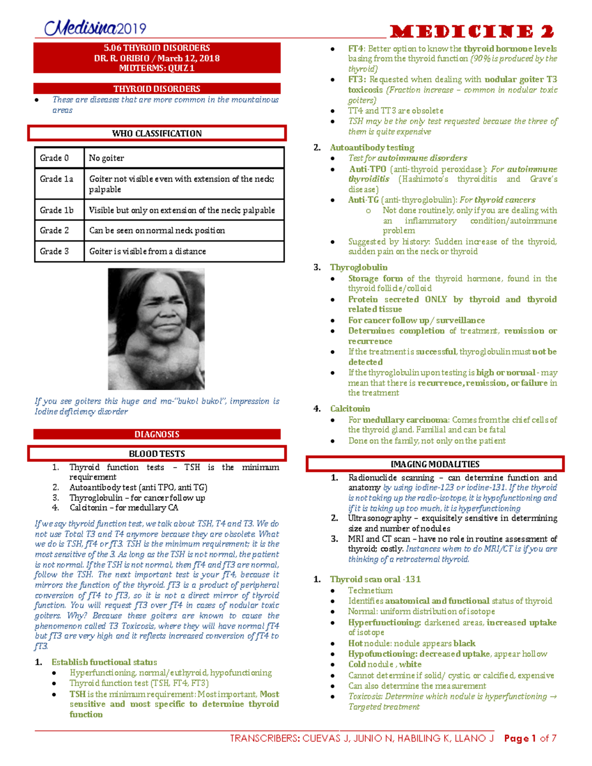 MED2 5.06 Thyroid Disorders - Dr. R. Oribio - - Studocu