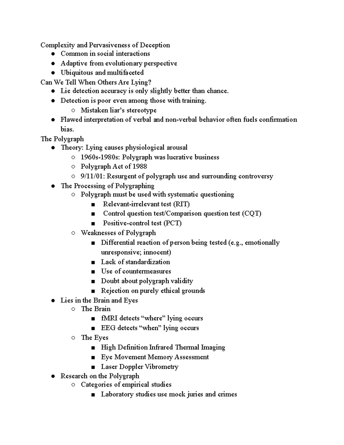 Ch. 3 Lie Detection - Chapter 3 lecture notes. - Complexity and ...