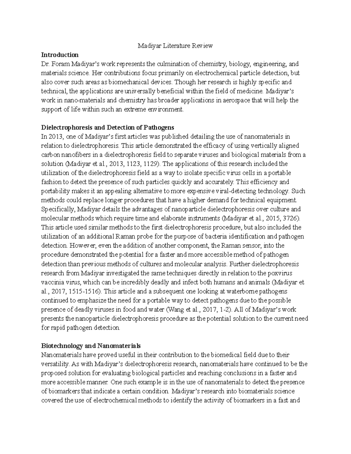 ERAU BIO 110 Dr. Madiyar Literature Review - Madiyar Literature Review ...