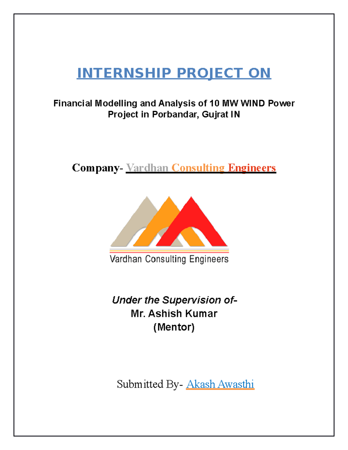 MBA Summer Finance Internship Project report (STPR) INTERNSHIP