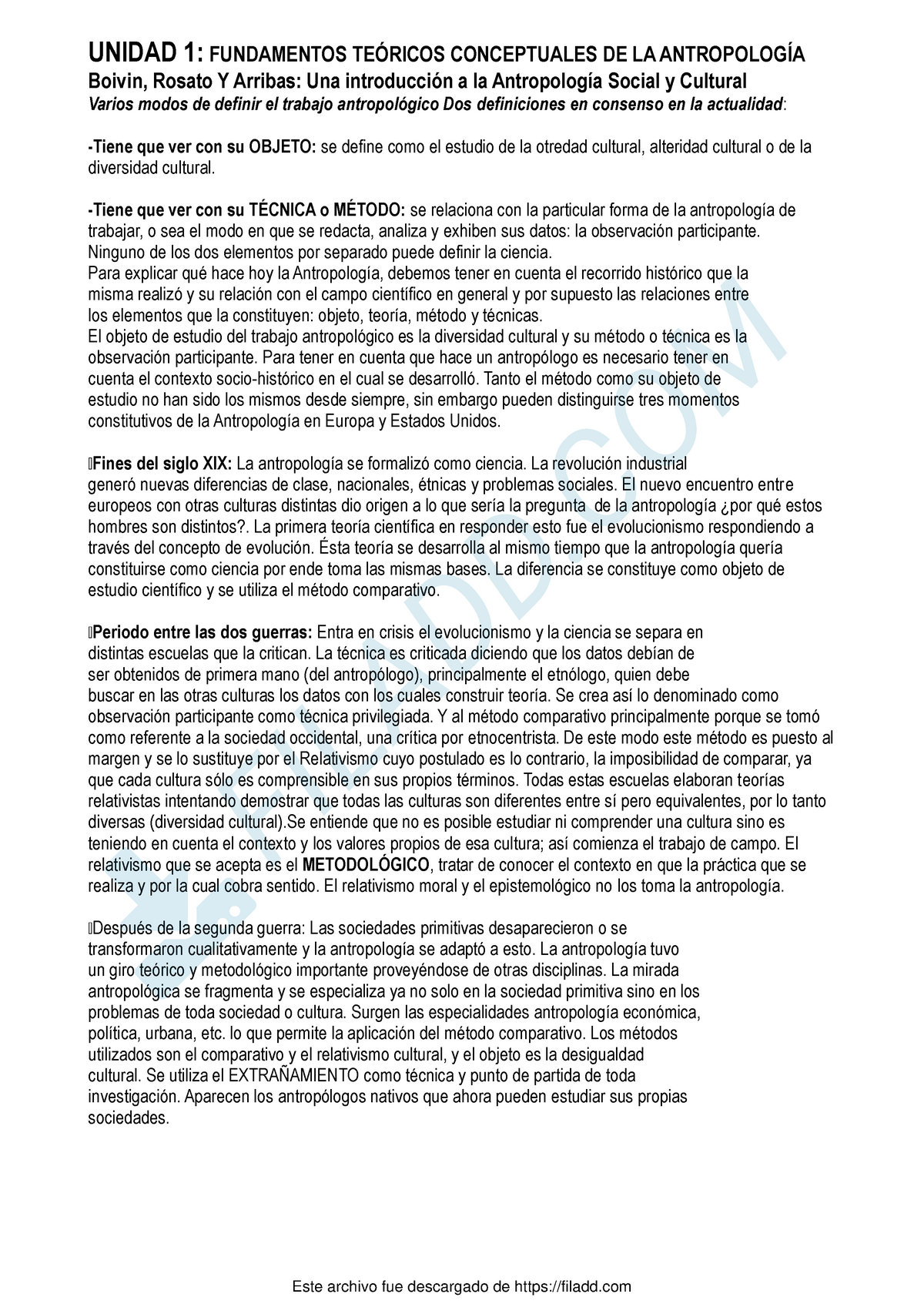 Resumen Antropologia - 1ER Parcial 2019 - UNIDAD 1: FUNDAMENTOS ...