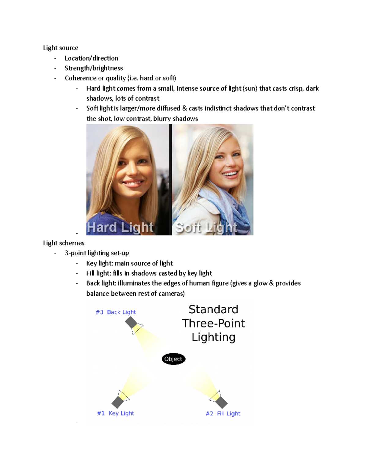 Lighting - Dr. Gerald Sim - Light source - Location/direction ...