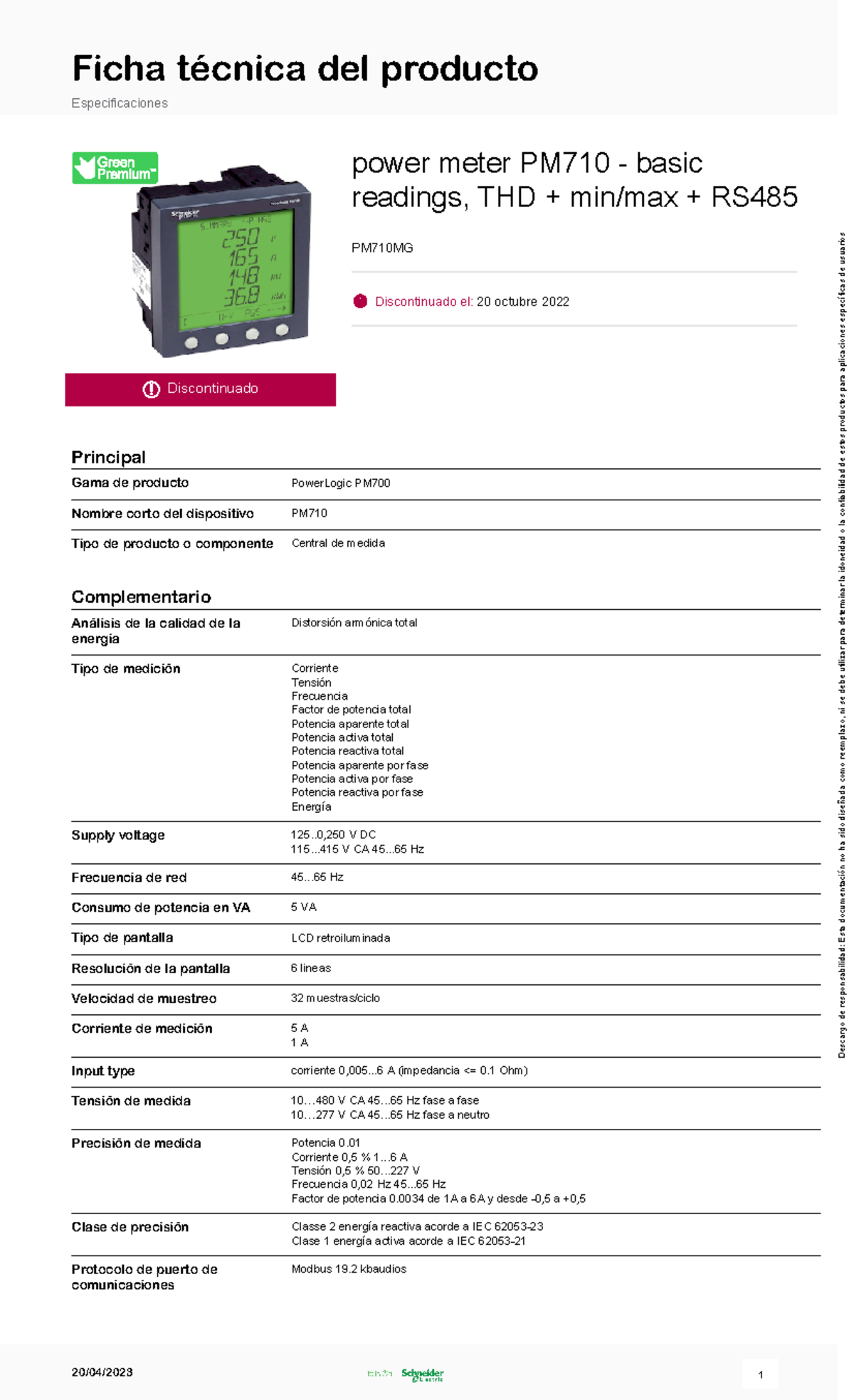PM700 Series PM710MG - NINGUNA - Ficha técnica del producto ...