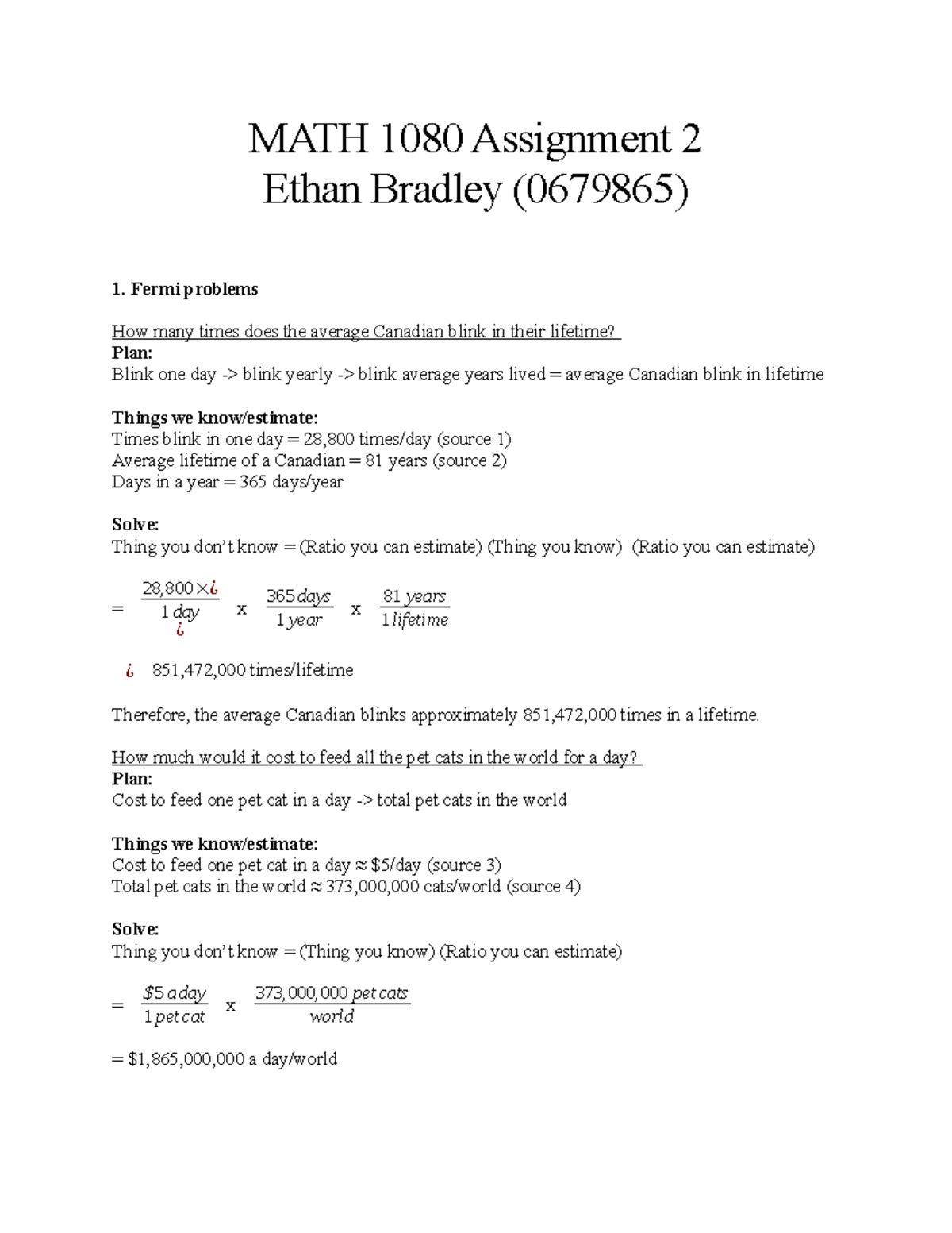 MATH 1080 Assignment 2 - Grade 30/30 - MATH 1080 Assignment 2 Ethan ...