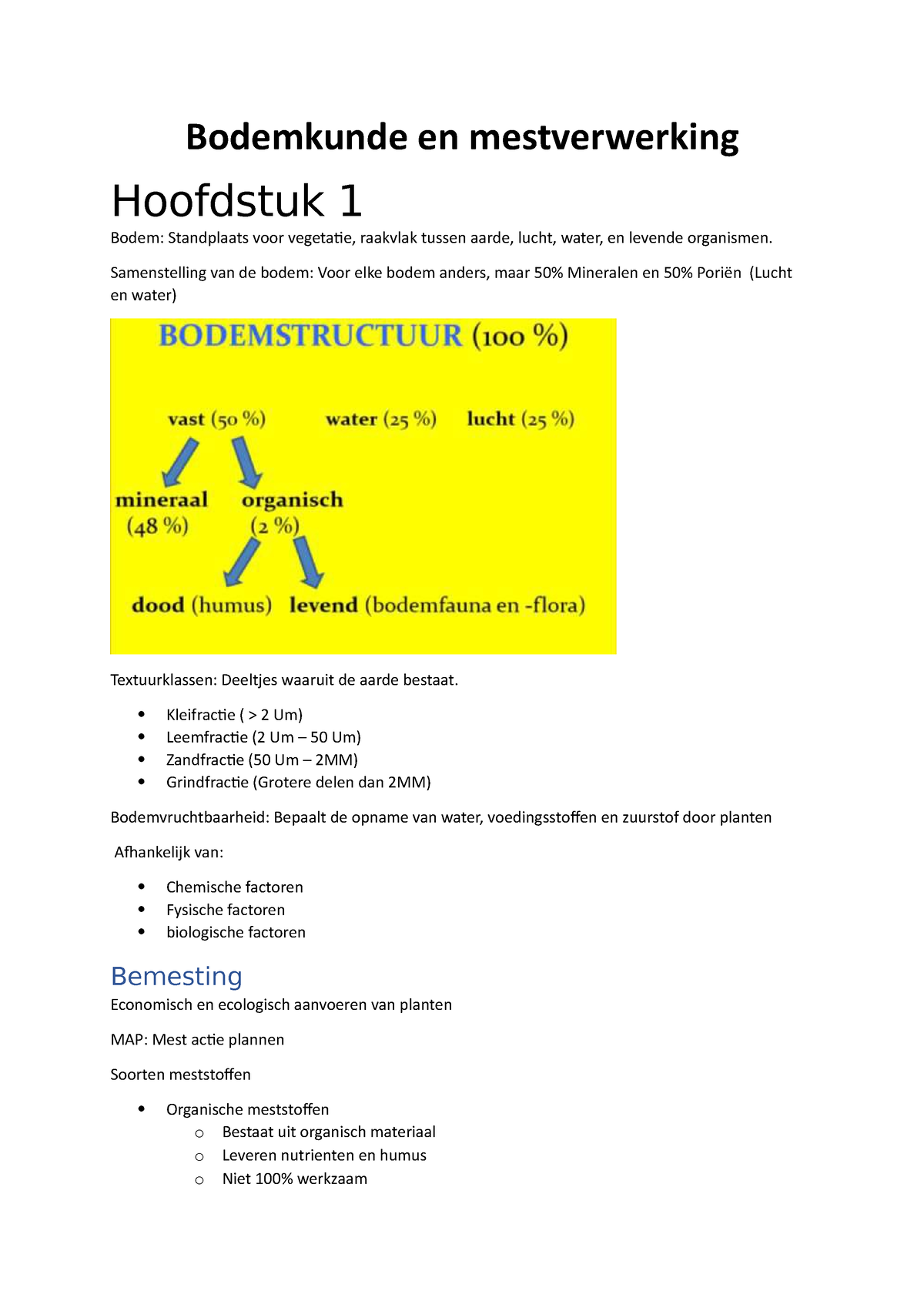 Bodemkuinde Samenvatting - Bodemkunde En Mestverwerking Hoofdstuk 1 ...