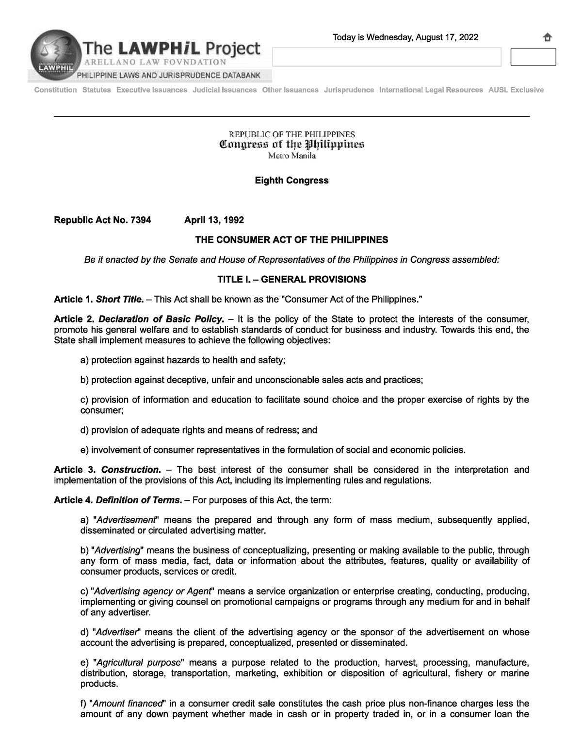 ra-7394-consumer-act-of-the-philippines-economic-development-studocu