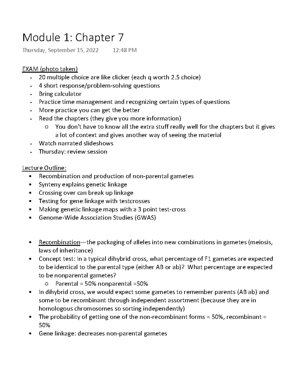 Module 1 Chapter 7 (lecture) - EXAM (photo Taken) - 20 Multiple Choice ...